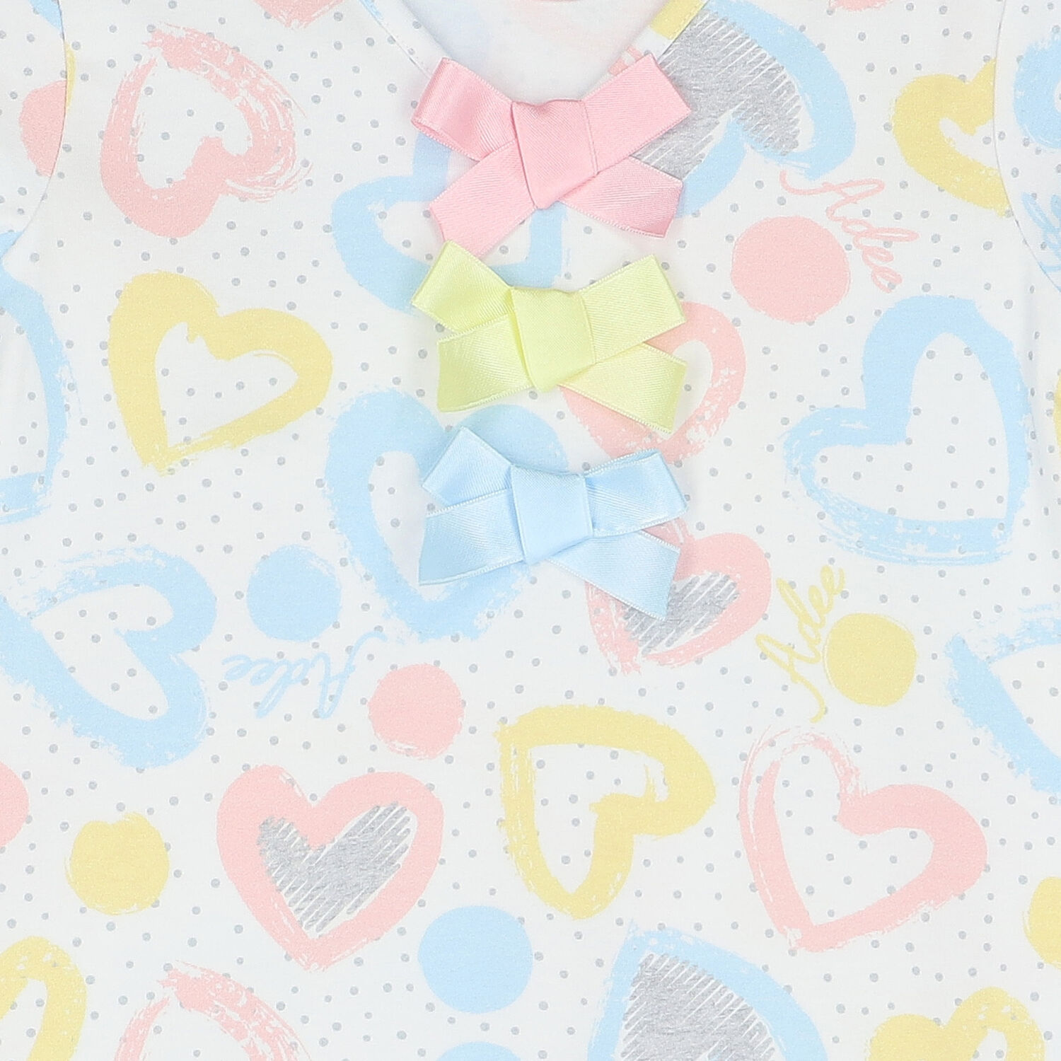 Girls White Hearts Dress, 1, hi-res