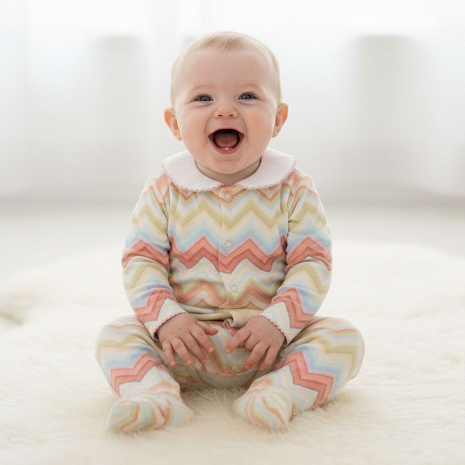 Multi-Coloured Zig Zag Babygrow, 1, hi-res