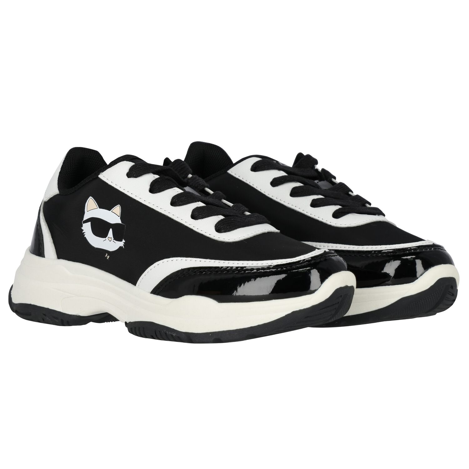 Girls Black Choupette Trainers, 1, hi-res