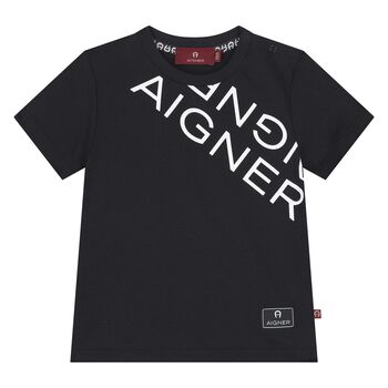 Younger Boys Black Logo T-Shirt