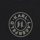 Girls Black Embellished Logo Dress, 1, hi-res