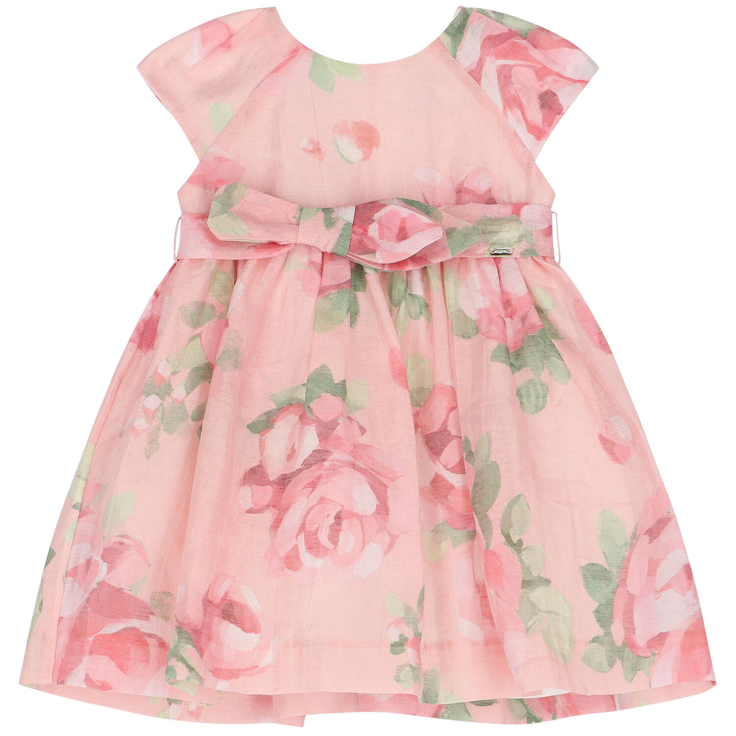 Younger Girls Pink Floral Dress, 1, hi-res