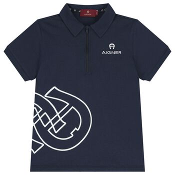 Boys Navy Blue Logo Polo Shirt 