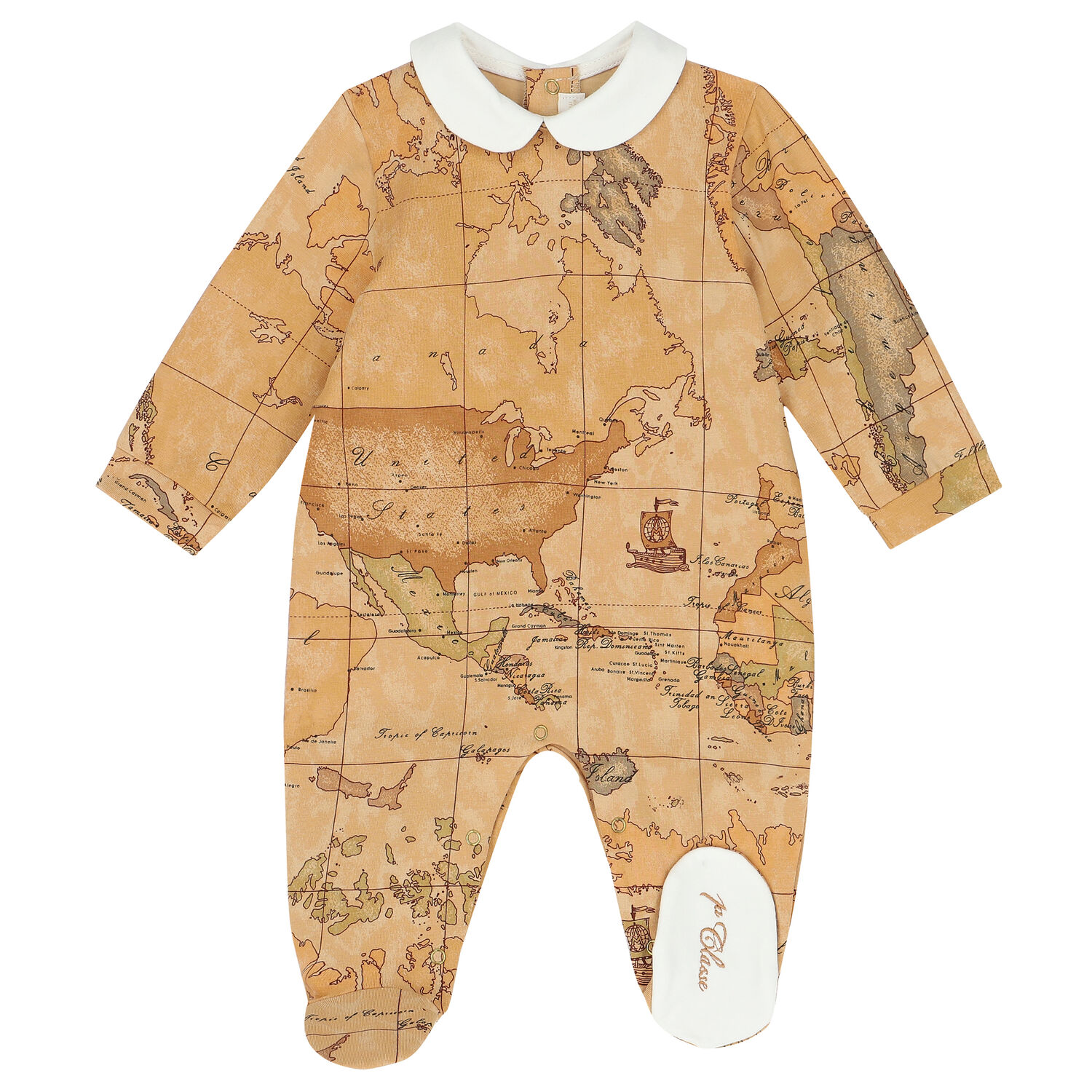 Ivory & Beige Geo Map Babygrow Set, 4, hi-res