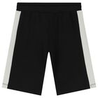 Younger Boys Black & White Logo Shorts, 1, hi-res