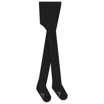Girls Black Logo Tights