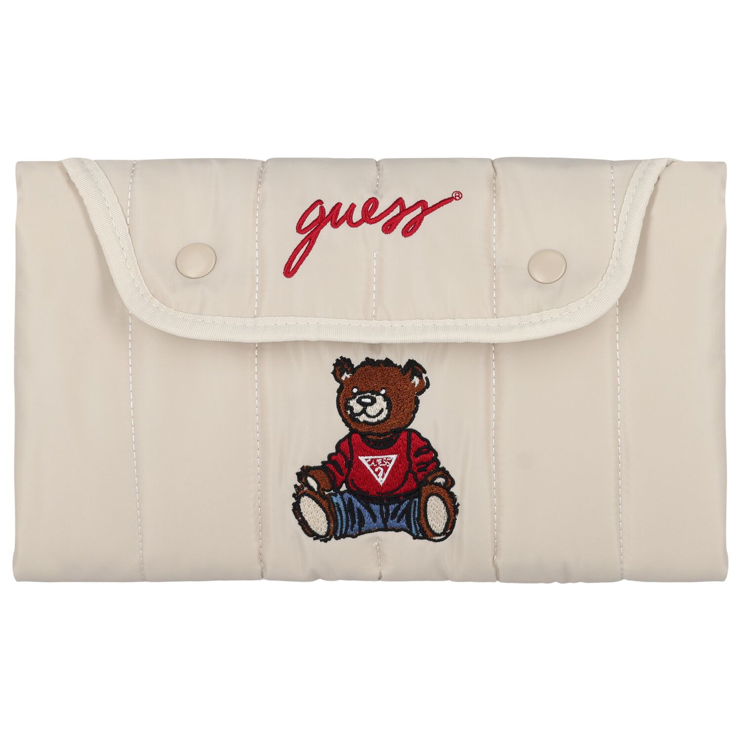 Beige Teddy Bear Logo Quilted Baby Changing Mat, 1, hi-res