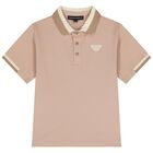 Boys Beige Logo Polo Shirt, 1, hi-res