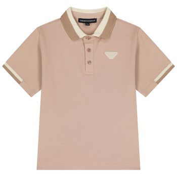 Boys Beige Logo Polo Shirt