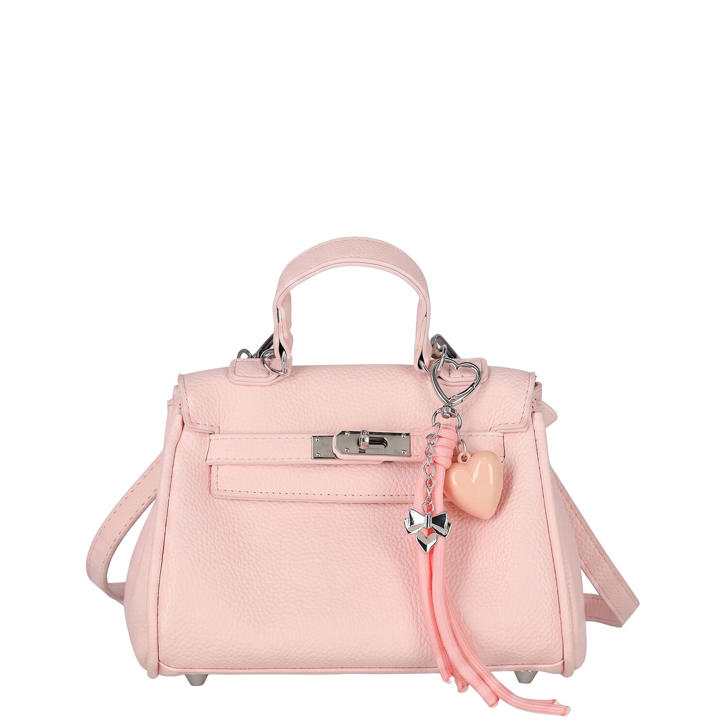Girls Pink Leather Handbag ( 21cm ), 1, hi-res