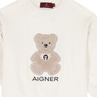 Girls Ivory Teddy Bear Logo Sweatshirt, 1, hi-res