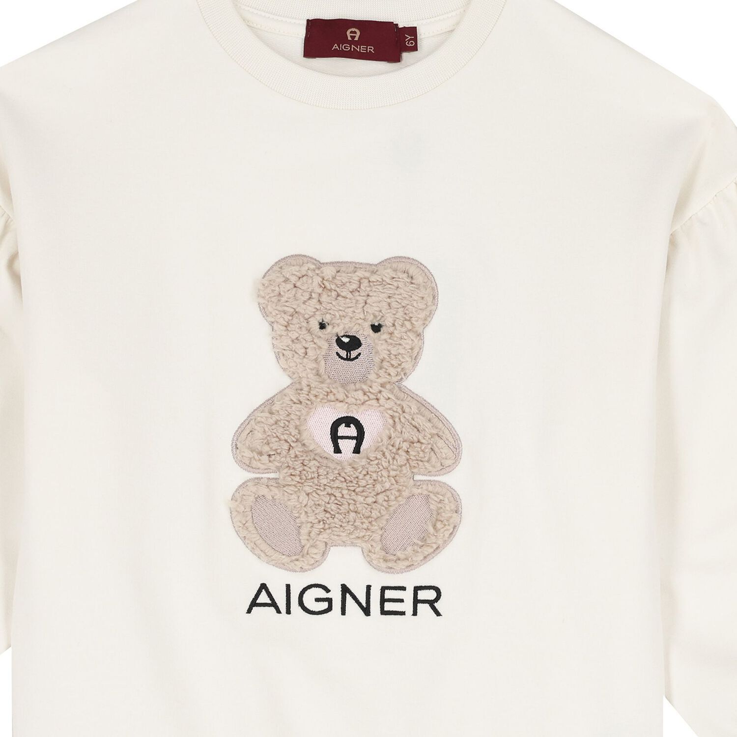 Girls Ivory Teddy Bear Logo Sweatshirt, 1, hi-res
