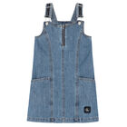 Girls Blue Denim Dungaree Dress, 1, hi-res