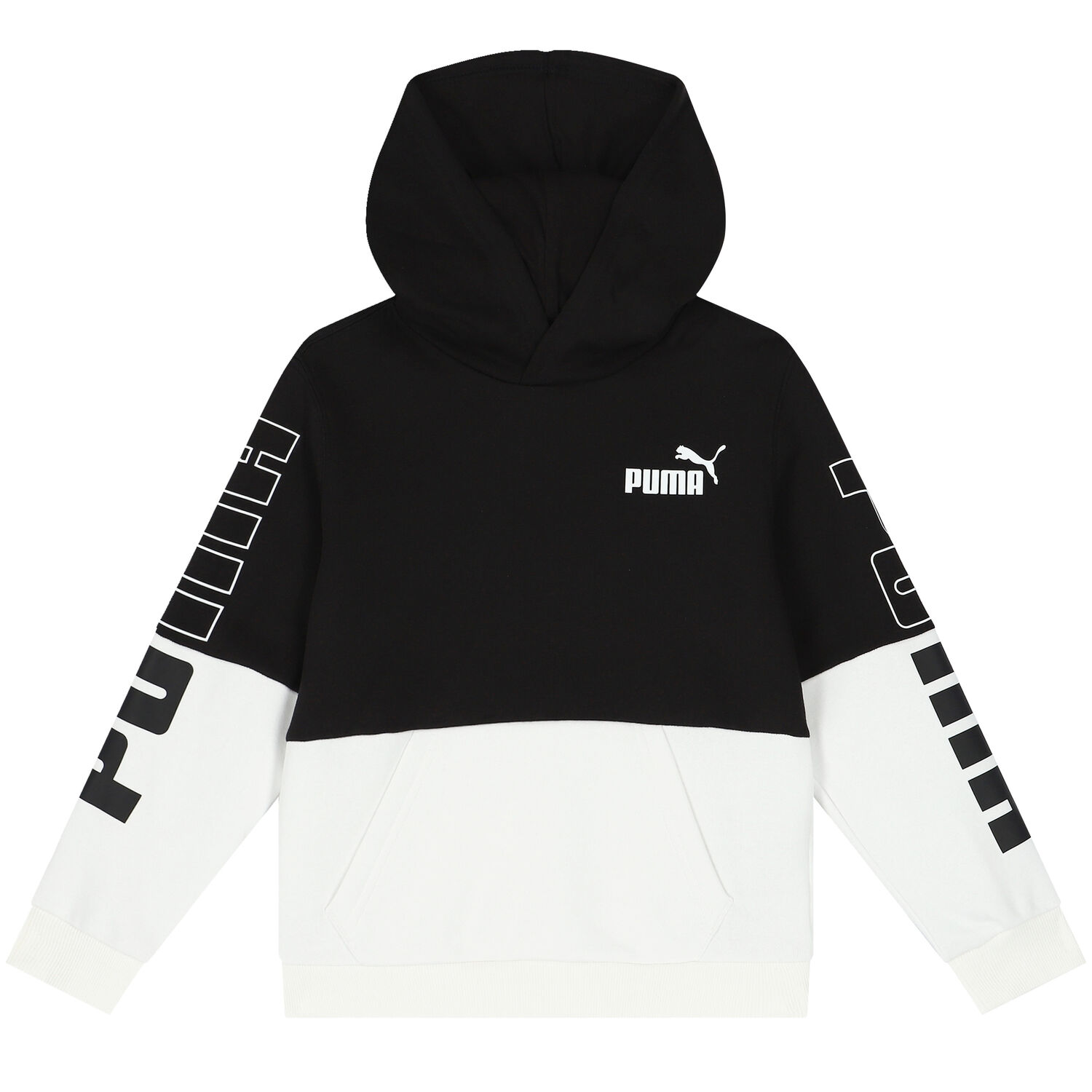 Boys Black & White Logo Hooded Top, 1, hi-res