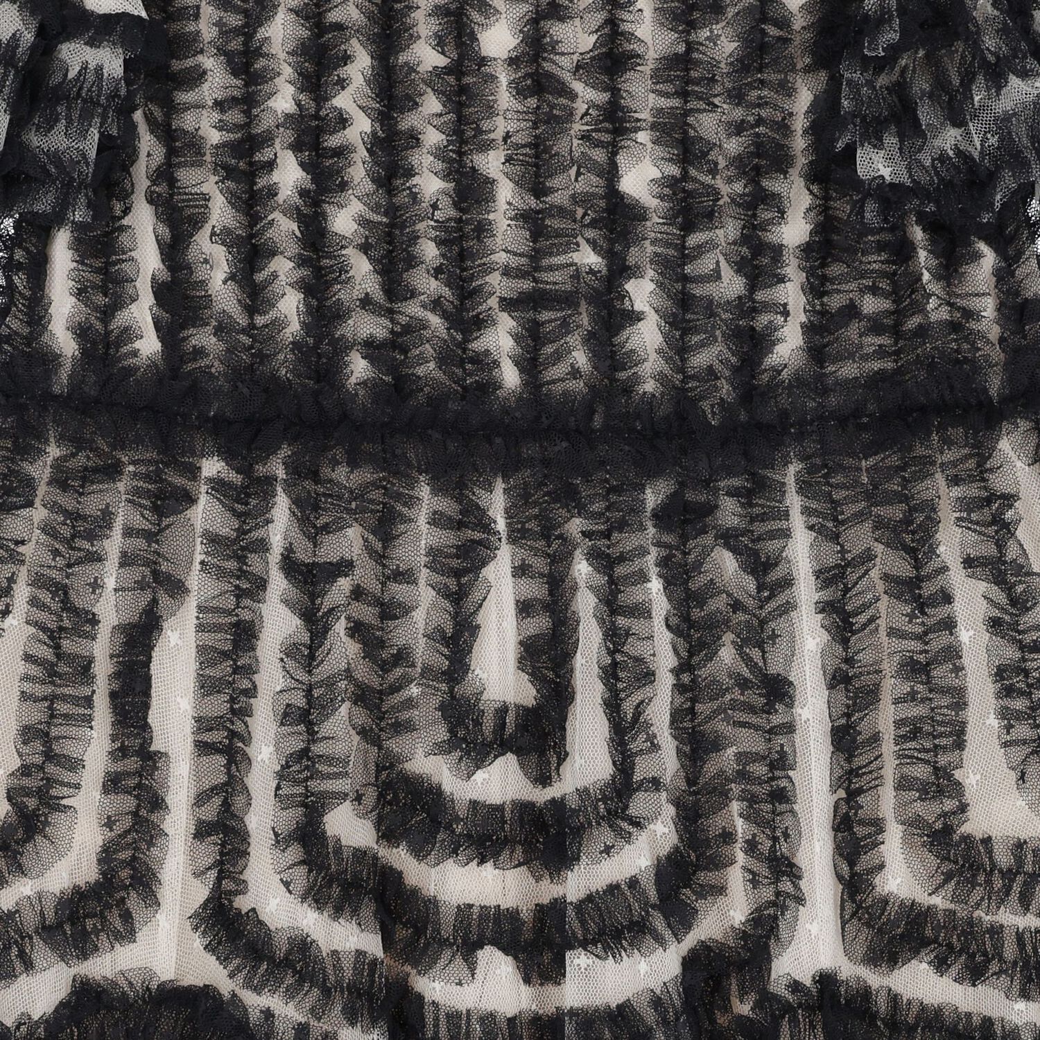 Girls Black & Beige Ruffled Tulle Dress, 1, hi-res