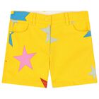 Girls Yellow Denim Shorts, 1, hi-res