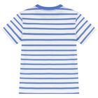 Boys Blue Striped Cotton Polo Bear T-Shirt, 1, hi-res