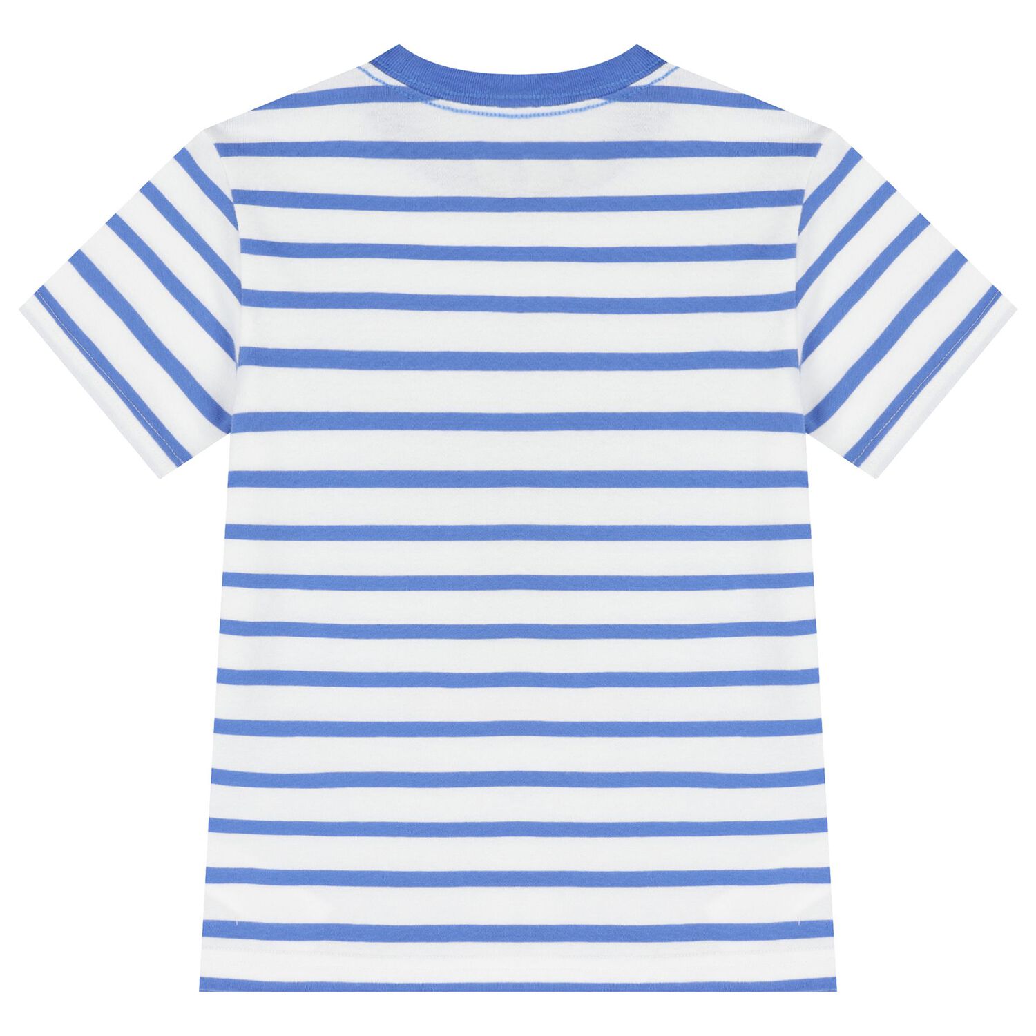 Boys Blue Striped Cotton Polo Bear T-Shirt, 1, hi-res