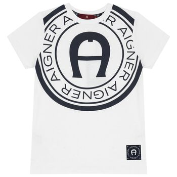 Aigner Boys White Logo T-Shirt, 1 Boys White Logo T-Shirt