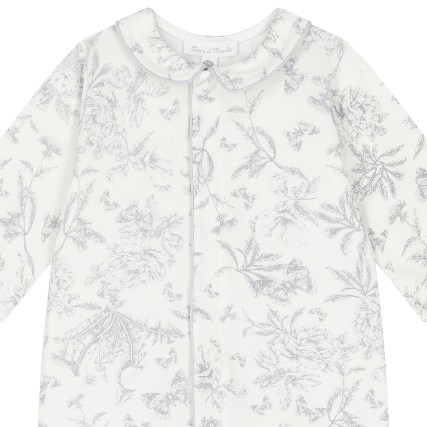 Ivory & Grey Toile De Jouy Babygrow, 1, hi-res