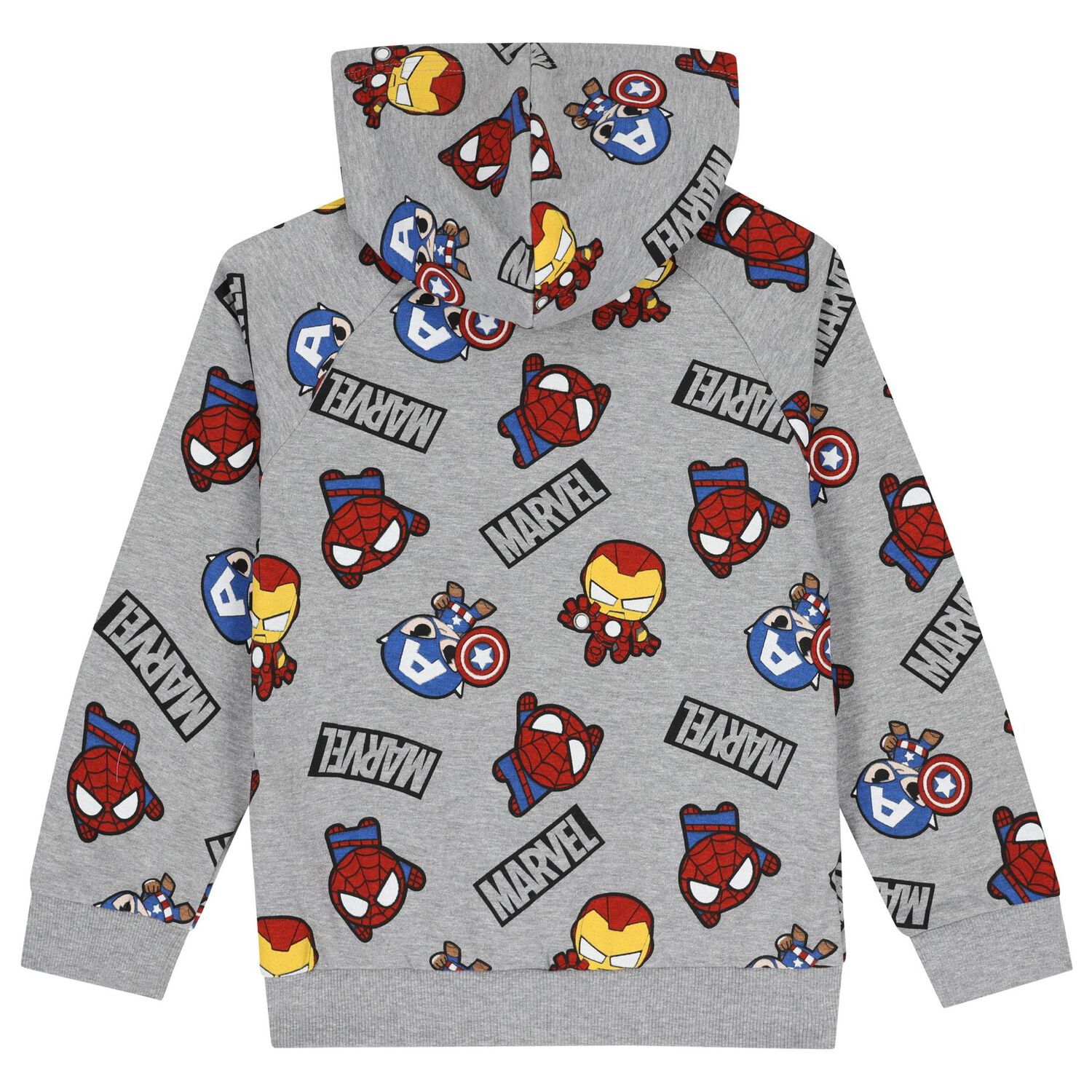 Boys Grey Marvel Hooded Zip Up Top, 1, hi-res