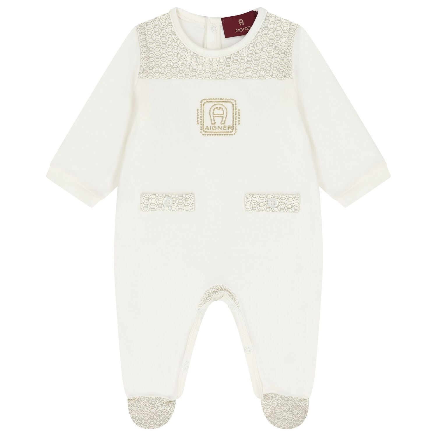 Ivory & Gold Logo Babygrow, 2, hi-res