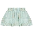 Girls Green Jacquard Skirt Set, 1, hi-res