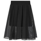 Girls Black Logo Mesh Skirt, 1, hi-res