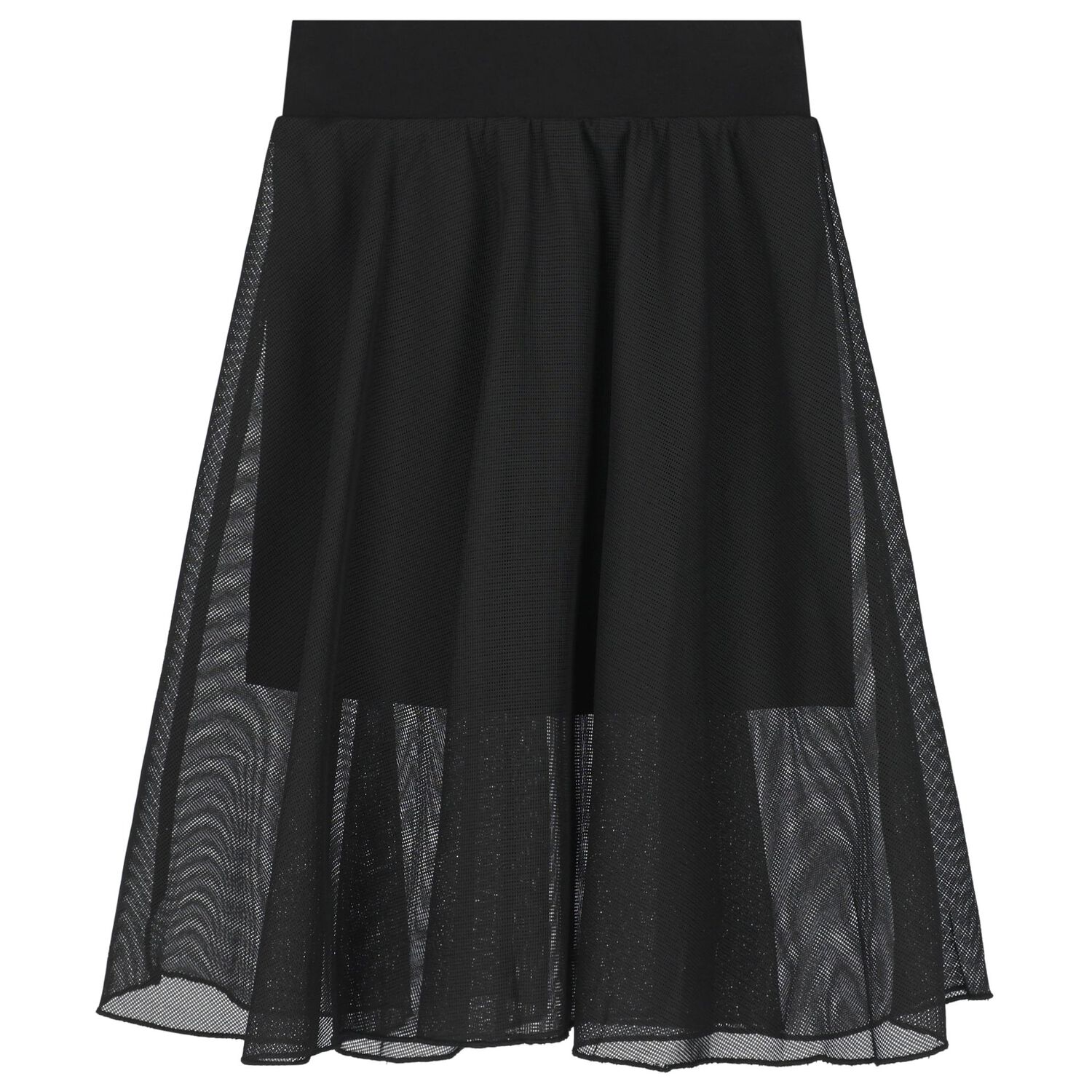 Girls Black Logo Mesh Skirt, 1, hi-res