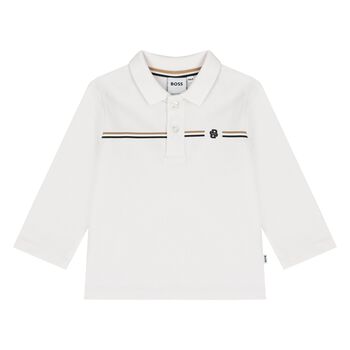 Younger Boys White Logo Polo Shirt
