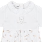 Baby Girls White & Beige Ruffled Romper, 1, hi-res