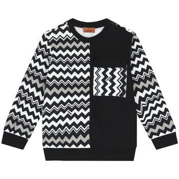 Boys Black & White Zigzag Sweatshirt