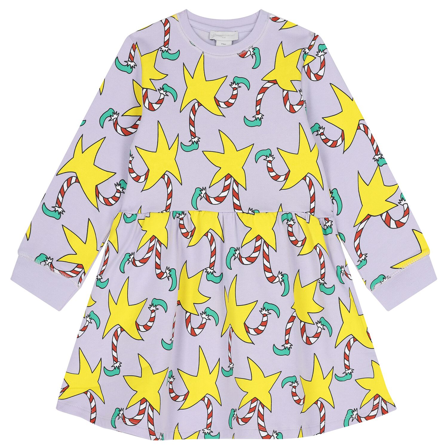 Girls Purple & Yellow Star Dress, 1, hi-res