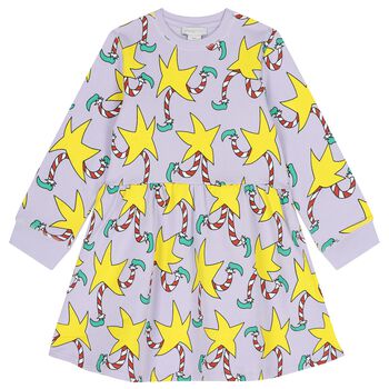 Girls Purple & Yellow Star Dress