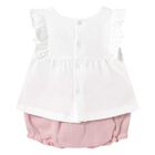 Baby Girls White & Pink Shorts Set, 1, hi-res