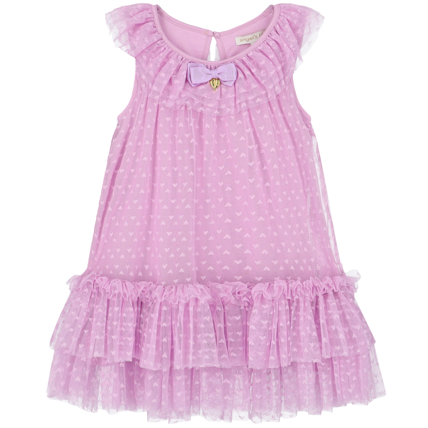 Girls Violet Hearts Tulle Dress, 1, hi-res image number null