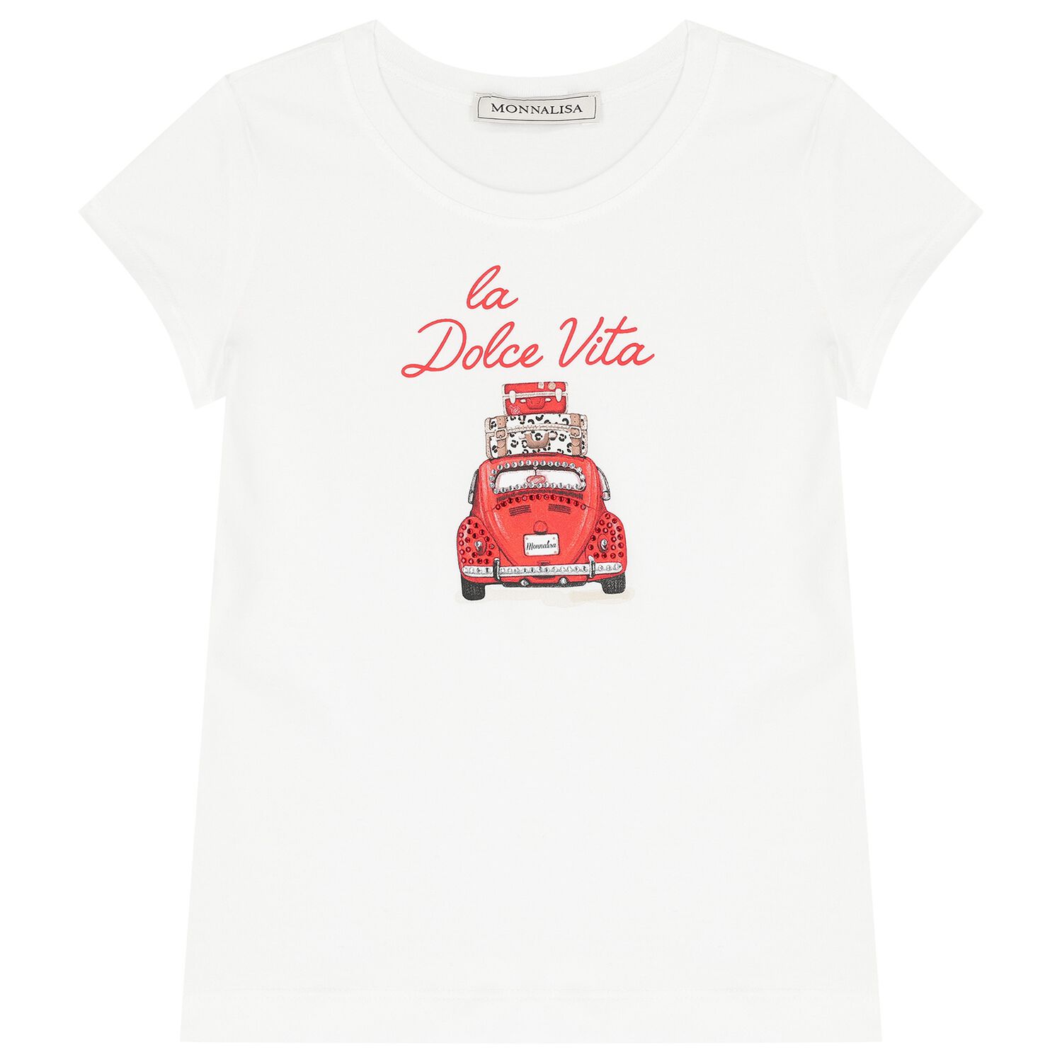 Girls White Vintage Car T-Shirt, 1, hi-res image number null