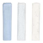 Baby Boys Ivory & Blue Muslin Swaddles ( 3-Pack ), 2, hi-res
