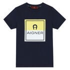 Boys Navy Blue Logo T-Shirt, 3, hi-res