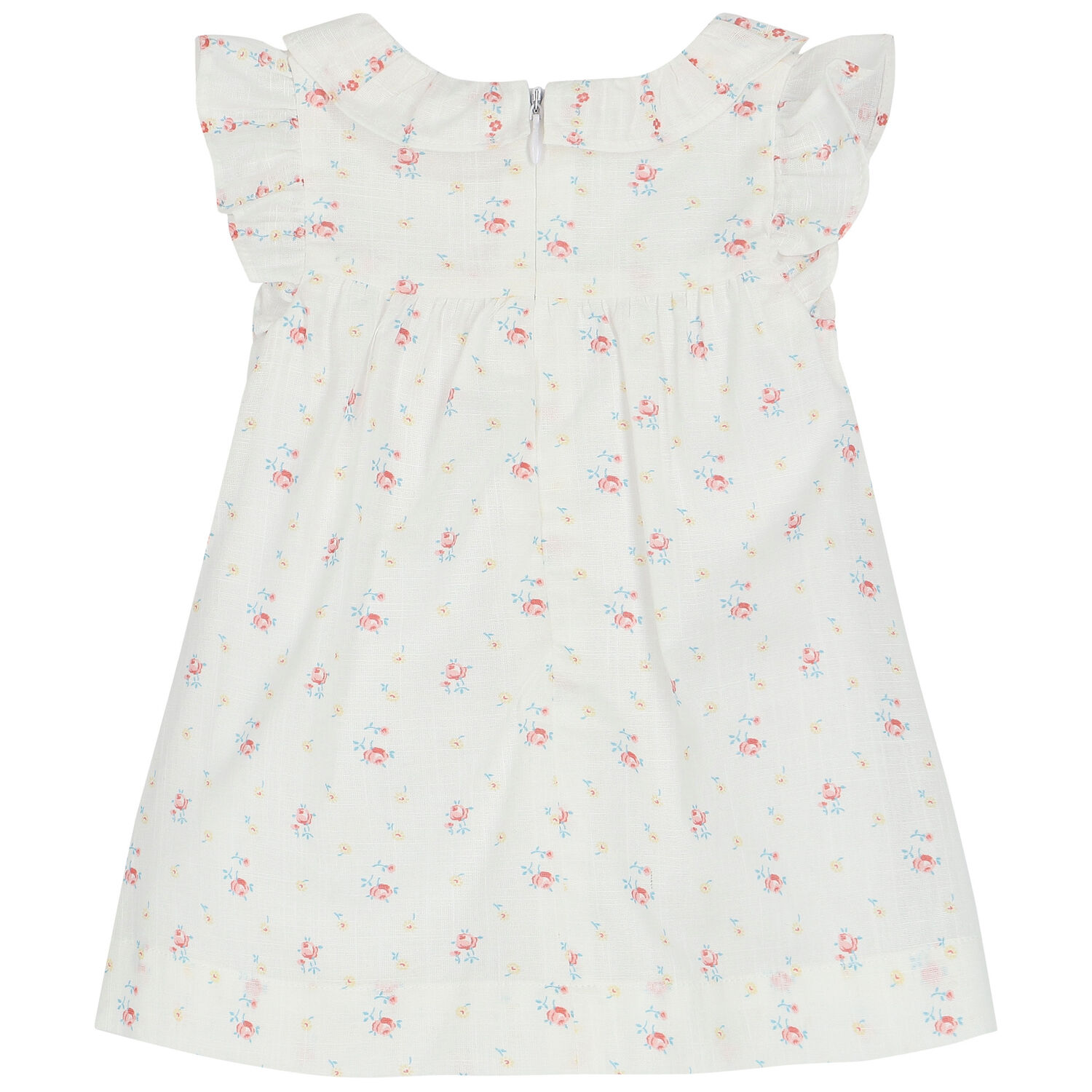 Younger Girls White Floral Dress, 1, hi-res