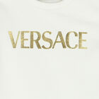 Younger Girls Ivory, Black & Yellow Barocco Logo Dress, 1, hi-res