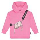 Girls Pink Logo Hooded Top, 1, hi-res