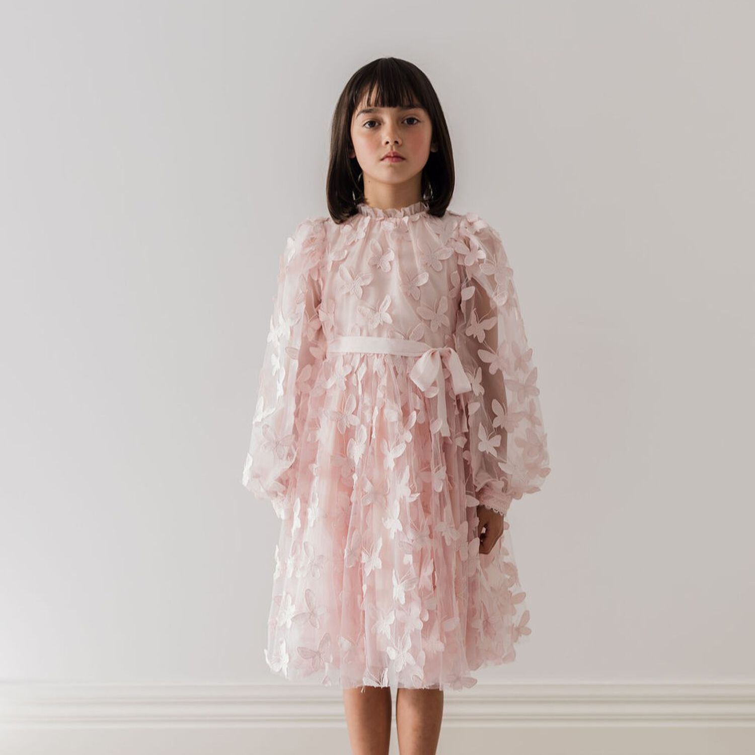 Girls Pink Butterfly Dress, 1, hi-res