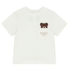 Baby Girls Ivory Teddy Bear Logo T-Shirt, 1, hi-res