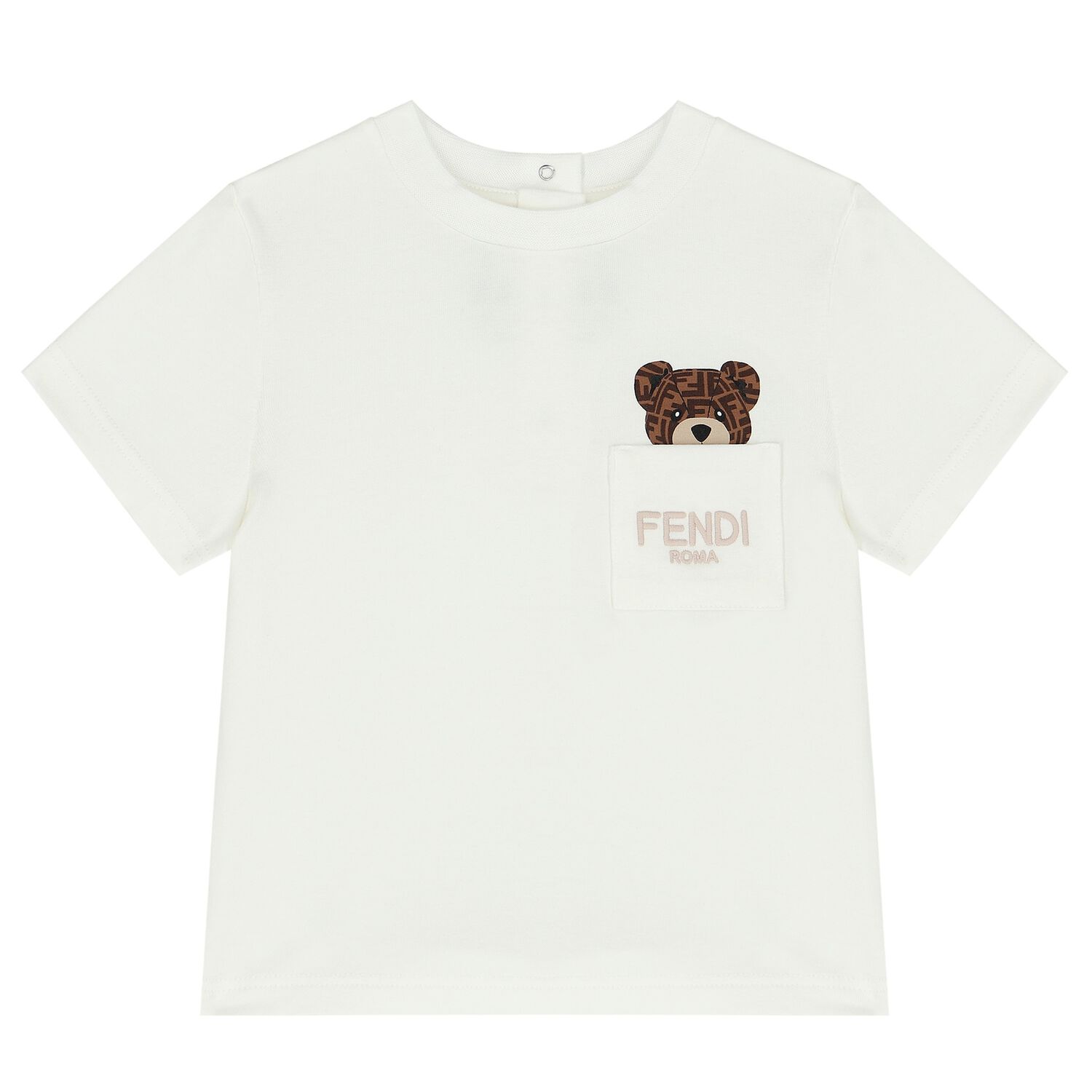 Baby Girls Ivory Teddy Bear Logo T-Shirt, 1, hi-res
