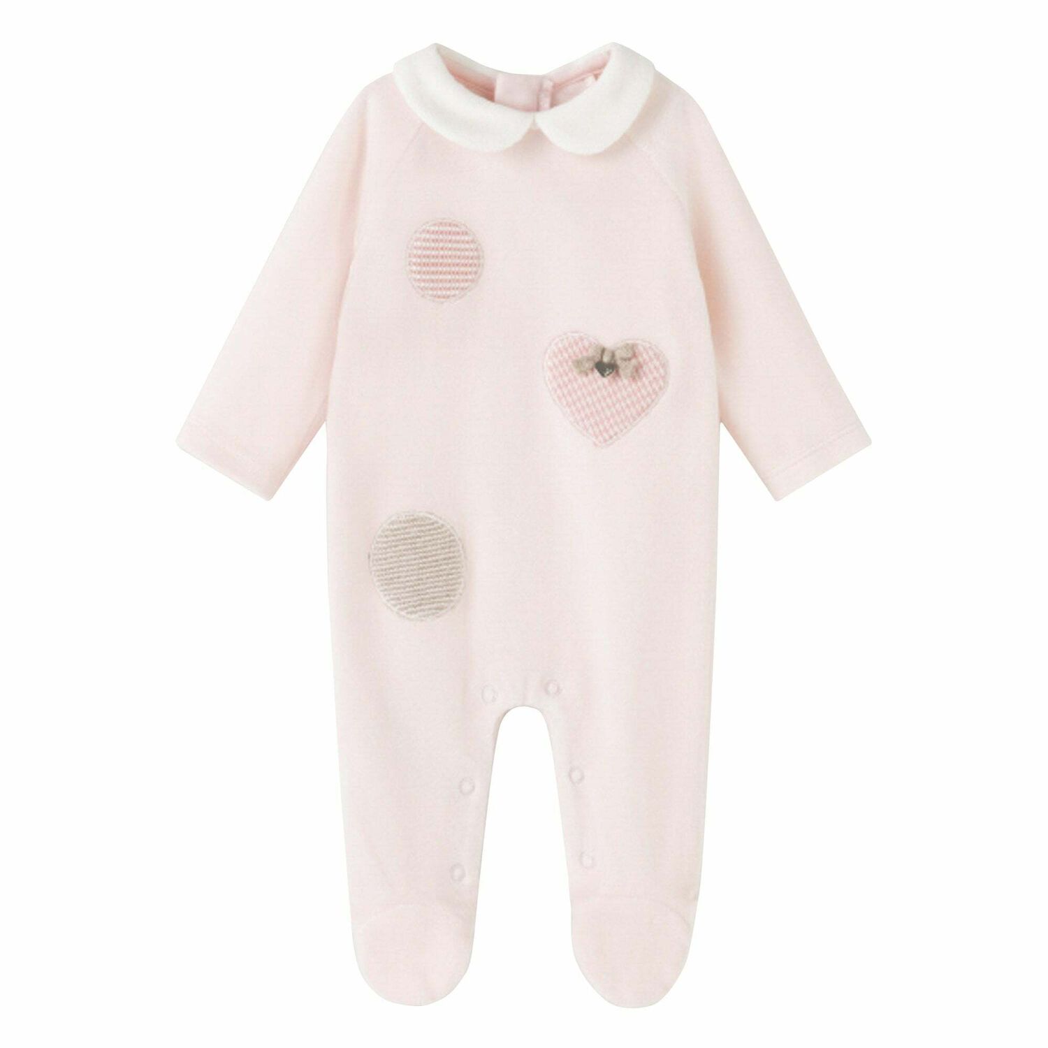 Baby Girls Pink Heart Babygrow, 1, hi-res image number null