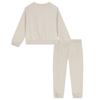 Girls Beige Bow Tracksuit