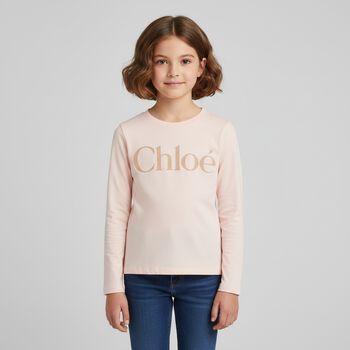 Girls Pink Logo Long Sleeve Top
