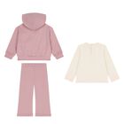 Younger Girls Ivory & Pink Cat 3 Piece Tracksuit, 2, hi-res
