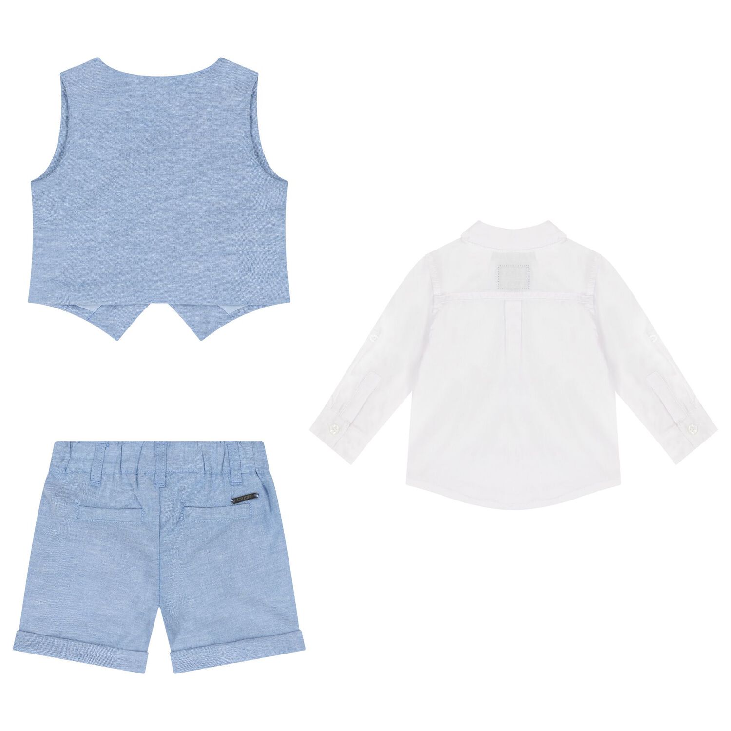 Yonger Boys White & Blue Logo Shorts Set, 1, hi-res